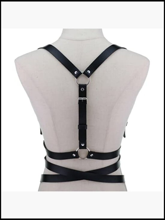 Faux Leather Punk Waist Harness Belt with Buckle, Adjustable, Festival Rave